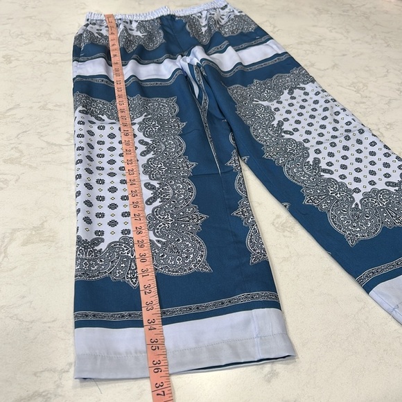 J.Crew Pull On Cropped Pant Scarf Border Print Boho Resort Beach Small - Picture 14 of 16